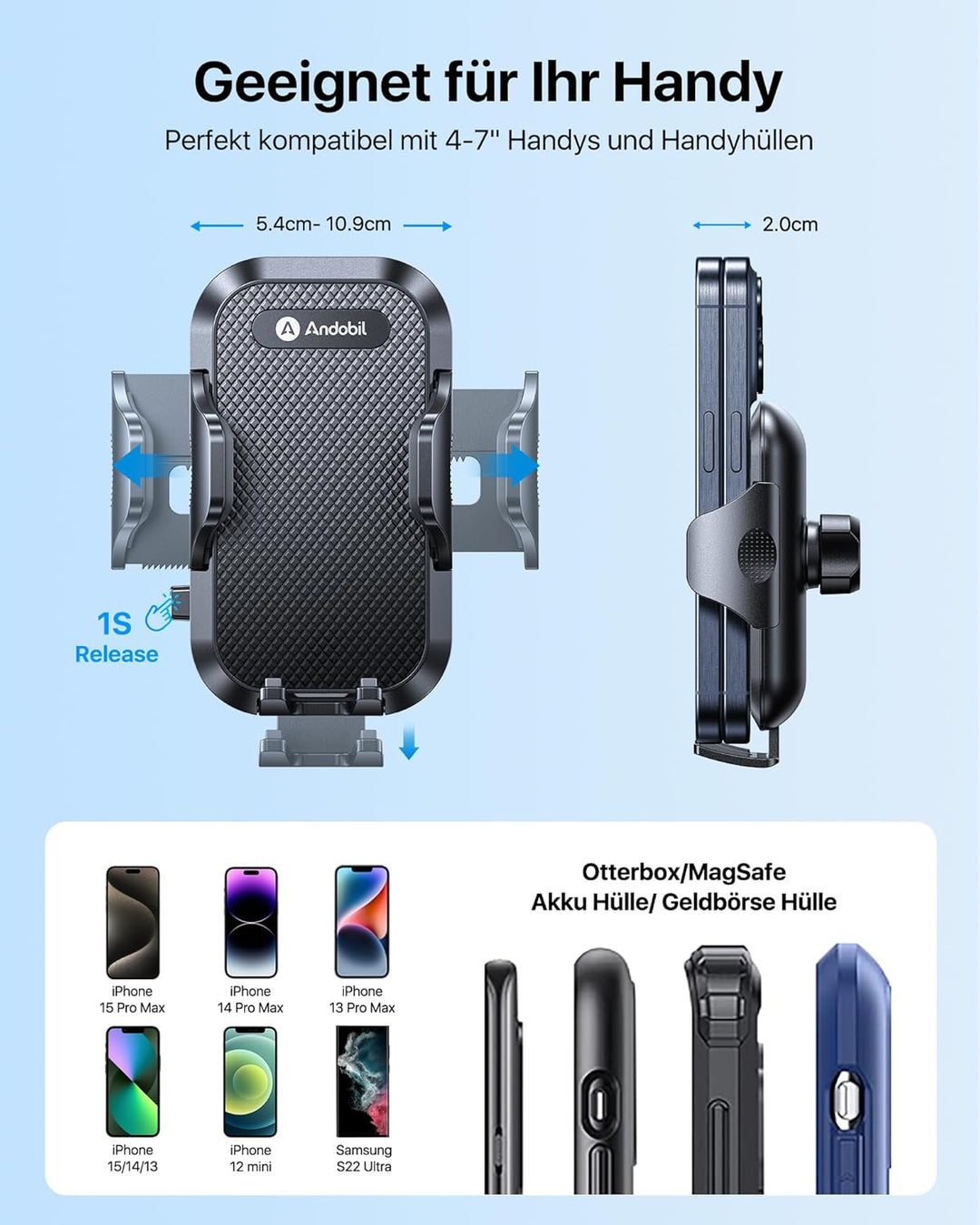 andobil Handyhalterung Auto Runde Lüftung [ 2.0 Entwurf Upgrade für Mercedes ] Handyhalterung Auto [