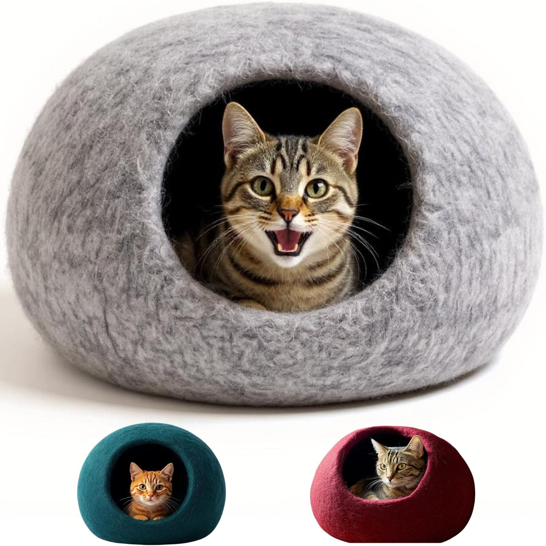 ecocasa Katzenhöhle Katzenbett Katzenhaus XL – auch für grosse Katzen – aussen robust & innen kusche