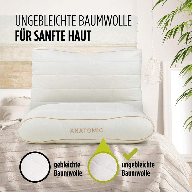 Vitapur Ergonomisches Nackenkissen & Kopfkissen für Breite Schultern - Premium Bambus Anatomisches K