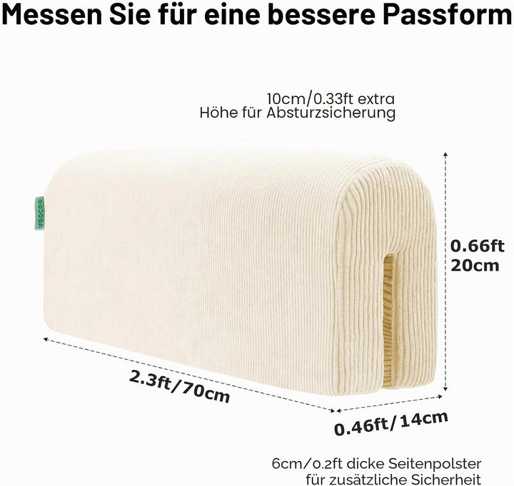 AEOCOO Bettkantenschutz für Kinderbetten 70 cm – weiche Memory-Schaum Bettumrandung, Rausfallschutz