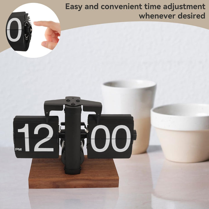 Cyrank Flip Clock Schreibtisch, Retro Digital Flip Down Clock Flip Digitaluhr Mechanische Uhr Flip C