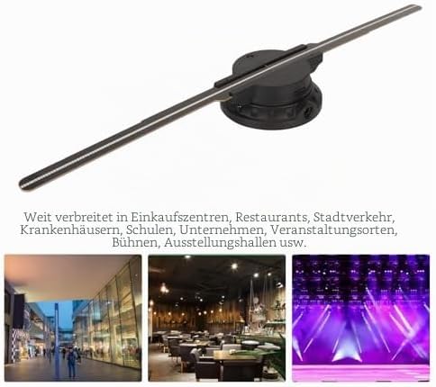 3D Hologramm Fan, 16,9 Zoll 3D Hologramm Projektor Werbedisplay mit 234 LED Perlen, WiFi Bluetooth 3