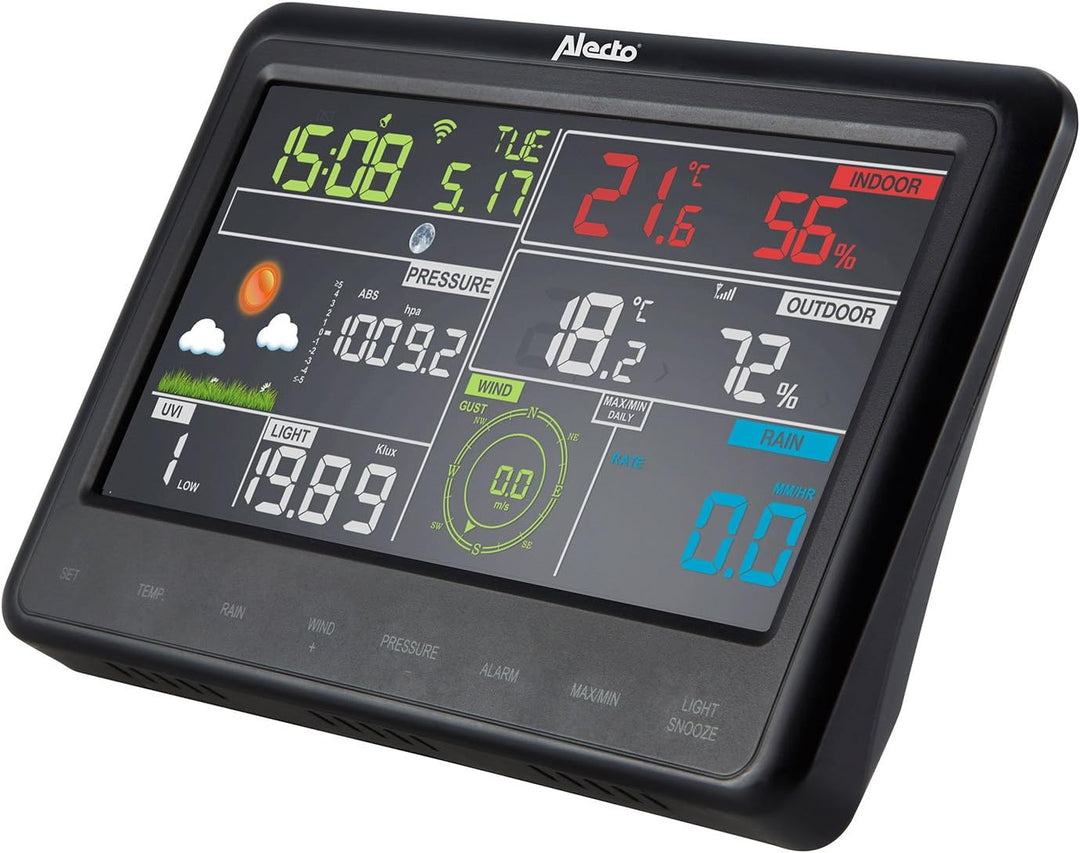 Alecto WS-5500 Wetterstation mit Regen, Wind Messer und Weather Underground APP, Schwarz, 37 x 41 x