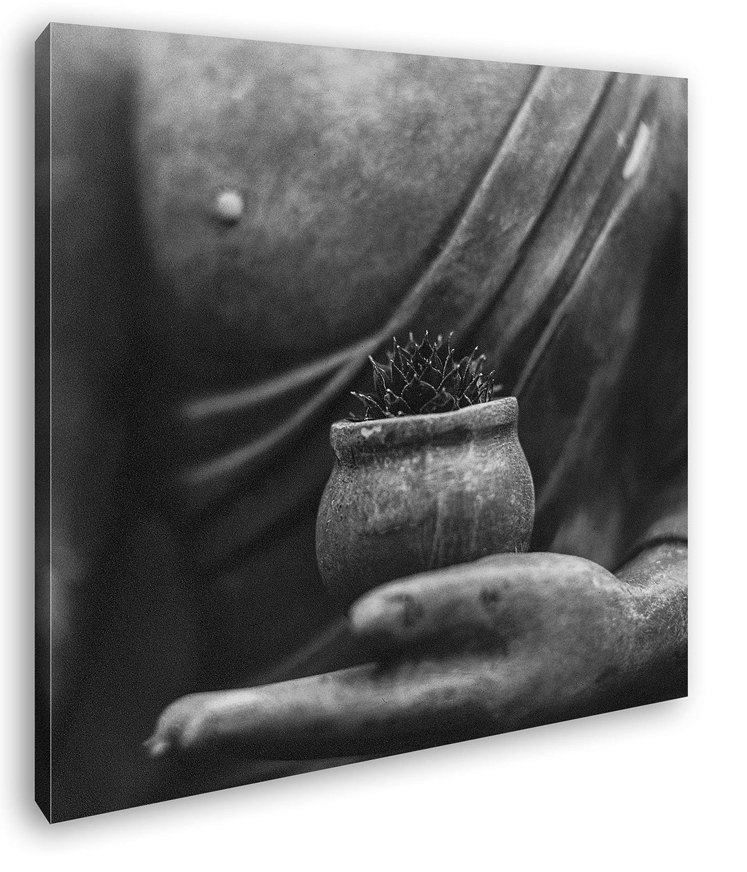 deyoli Meditierende Buddha Statue Format: 70x70 Effekt: Schwarz&Weiss als Leinwandbild, Motiv auf Ec