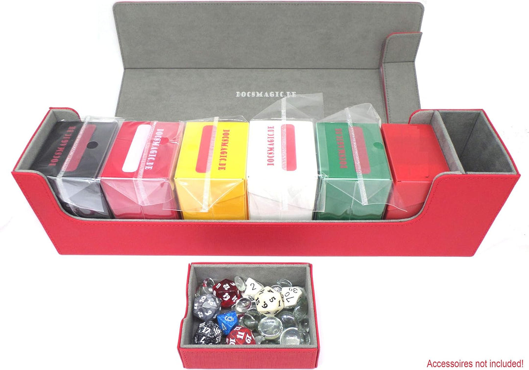 docsmagic.de Premium Magnetic Tray Long Box Red Large - Card Deck Storage - Kartenbox Aufbewahrung T