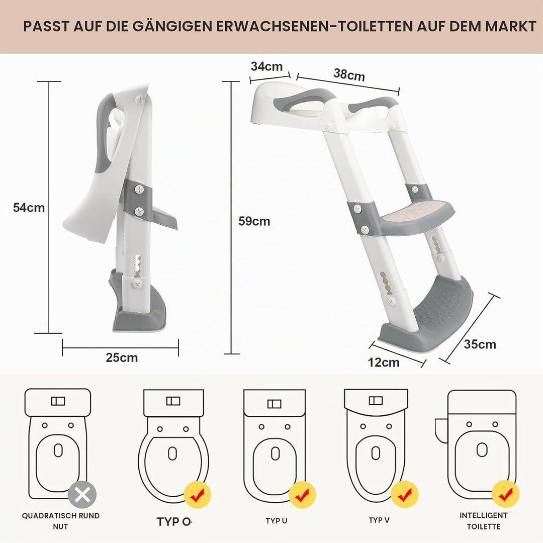 Royouzi Töpfchen Toilettensitz Baby mit Treppe, Kinder Toilettentrainer, Toilettensitz Kinder mit PU