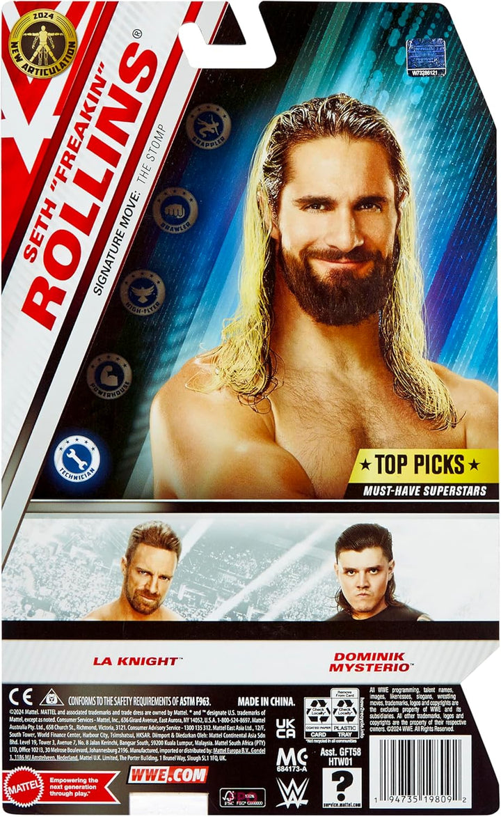 Mattel WWE Top Picks Actionfigur, 15,2 cm grosse Seth Rollins zum Sammeln, mit 14 Gelenkpunkten und