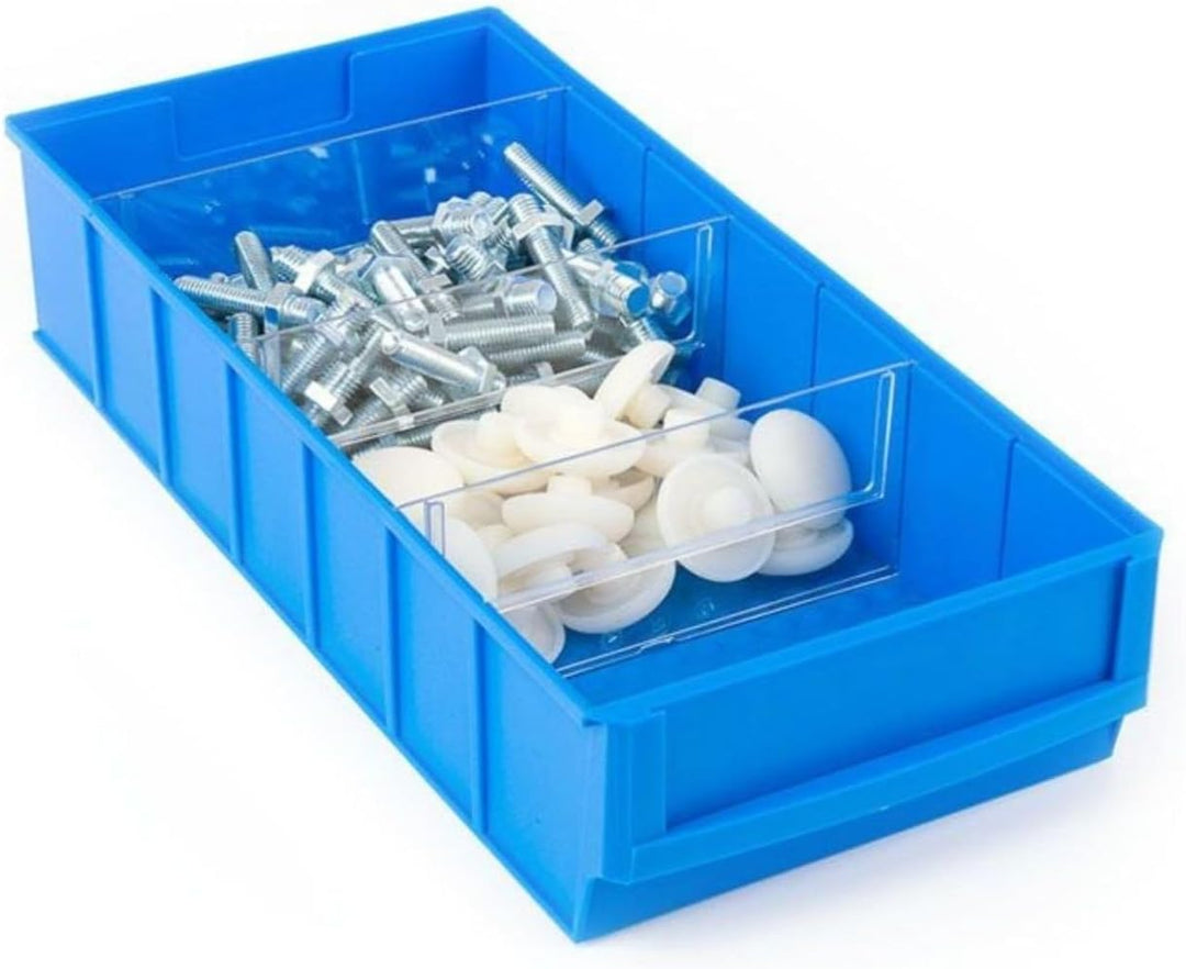 SuperSparSet 24x Blaue Industriebox 400 B | HxBxT 8,1x18,3x40cm | 4,7 Liter | Sichtlagerkasten, Sort