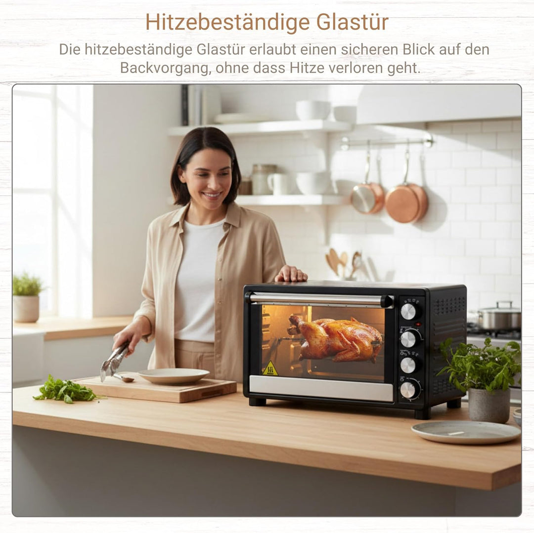 Syntrox 30 l Kleiner Mini Backofen Lasale | Miniofen | Pizzaofen | Pizzabackofen, 1500 Watt, 30 Lite