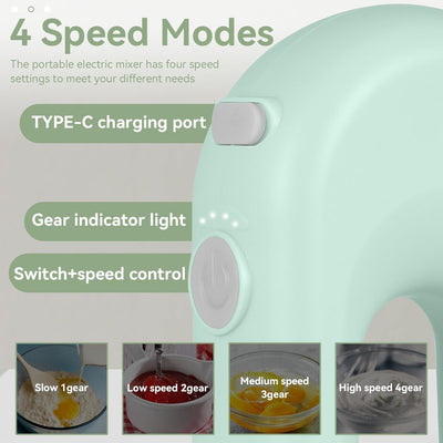 Schnurloser Handmixer, Mini-Elektro-Handmixer, Wiederaufladbarer USB-Mini-Ei-Schläger Für Den Hausha