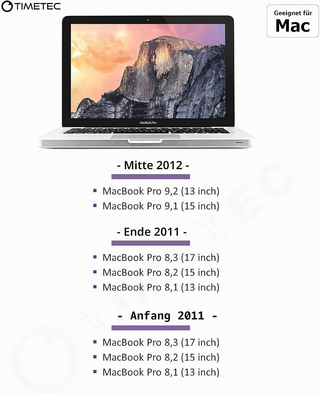 Timetec 8 GB kompatibel für Apple DDR3L 1600 MHz PC3L-12800 für Mac Book Pro (Anfang/Ende 2011, Mitt