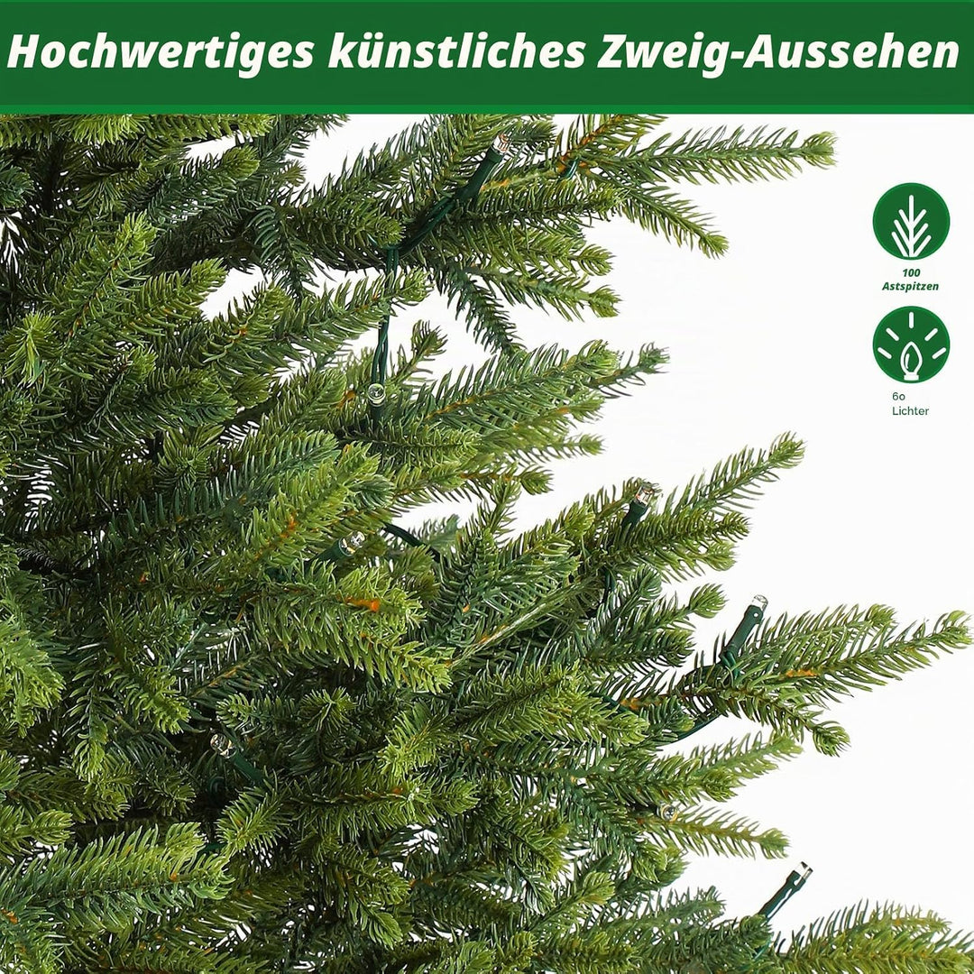 Alupssuc 2 Fuss Beleuchteter Künstlicher Mini-Weihnachtsbaum, 100% PE-Zweige mit Sockel aus Leinensa