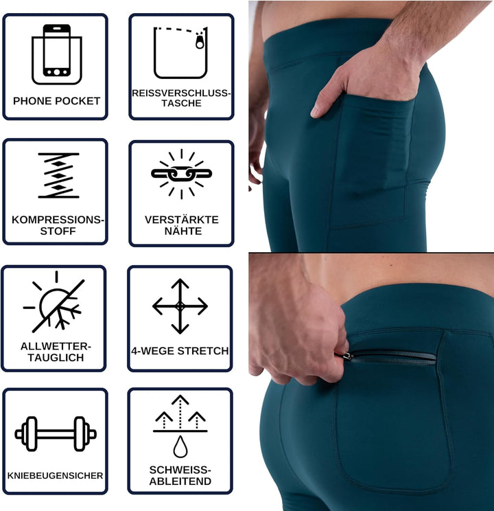 Kapow Meggings Performance PRO: Lange Sportleggings für Herren mit Kompression – Perfekt für Laufen,