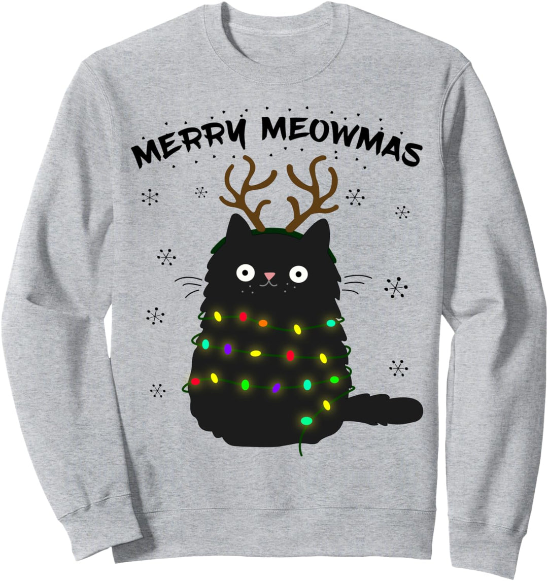 Merry Meowmas lustige Christmas Katze Meow Rentier Kostüm Sweatshirt
