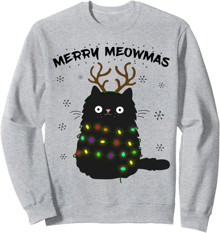 Merry Meowmas lustige Christmas Katze Meow Rentier Kostüm Sweatshirt