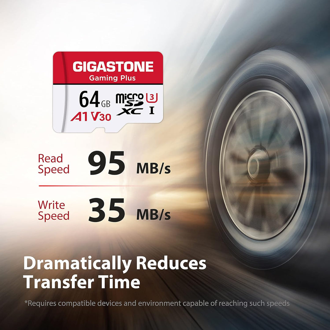 Gigastone Speicherkarte, 64 GB, 2 Karten, Gaming Plus Serie, Lesegeschwindigkeit bis zu 95 MB/s, A1