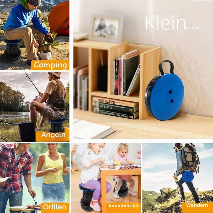 FIEMACH Tragbarer Klapphocker, Zweiten Generation Mini Teleskophocker Leichte Campinghocker für Outd