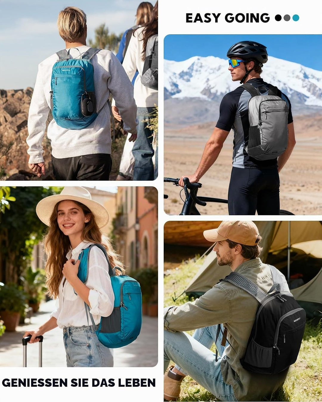 WATERFLY Faltbarer Rucksack Klein Ultraleicht: 15L Wanderrucksack Leicht Tagesrucksack Packable Dayp