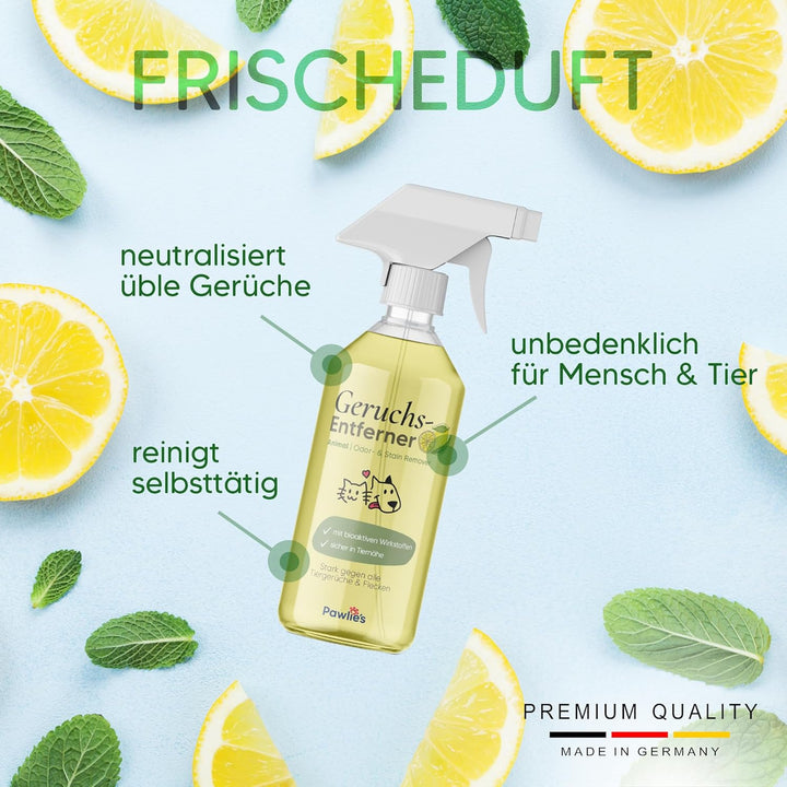 Pawlie's Tier-Geruchsneutralisierer (EXTREM STARK) & Enzymreiniger Katzenurin Geruchsentferner & Hun