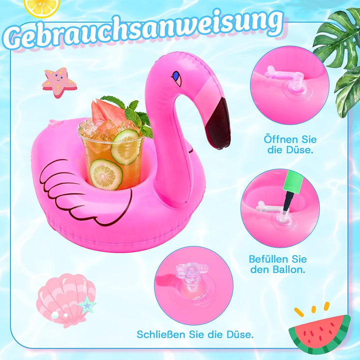 15 Stück Getränkehalter Pool Schwimmender, Aufblasbar Getränkehalter mit Luftpumpe, Bierhalter Pool
