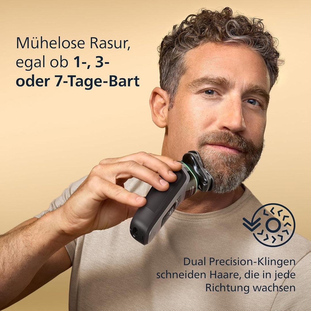 Philips Rasierer i9000 Prestige, Nass- und Trockenrasierer für Herren mit integriertem Trimmer, grau