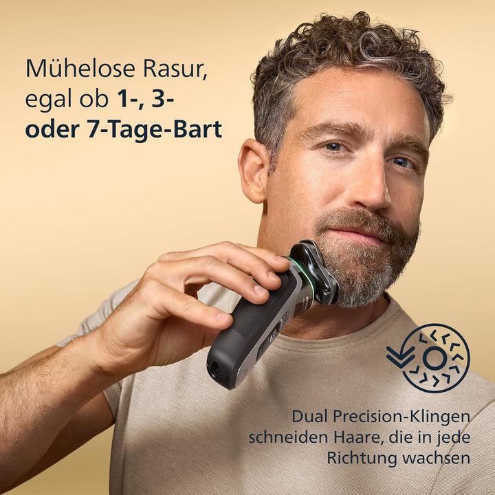 Philips Rasierer i9000 Prestige, Nass- und Trockenrasierer für Herren mit integriertem Trimmer, grau