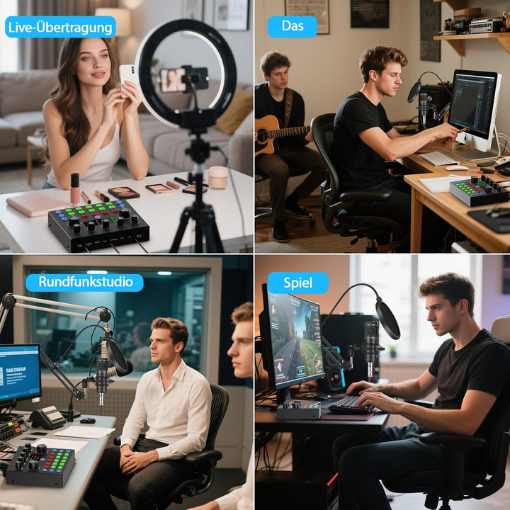 Podcast Mikrofon Bündeln – komplettes Aufnahmestudio mit Mikrofon, Stimmenverzerrer und Podcasting A