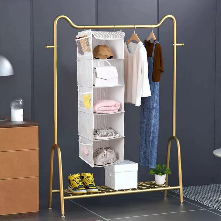 BrilliantJo 2er Set Hängeregal Kleiderschrank Organizer Stoff, 5 Fächer hochwertige Hängeaufbewahrun