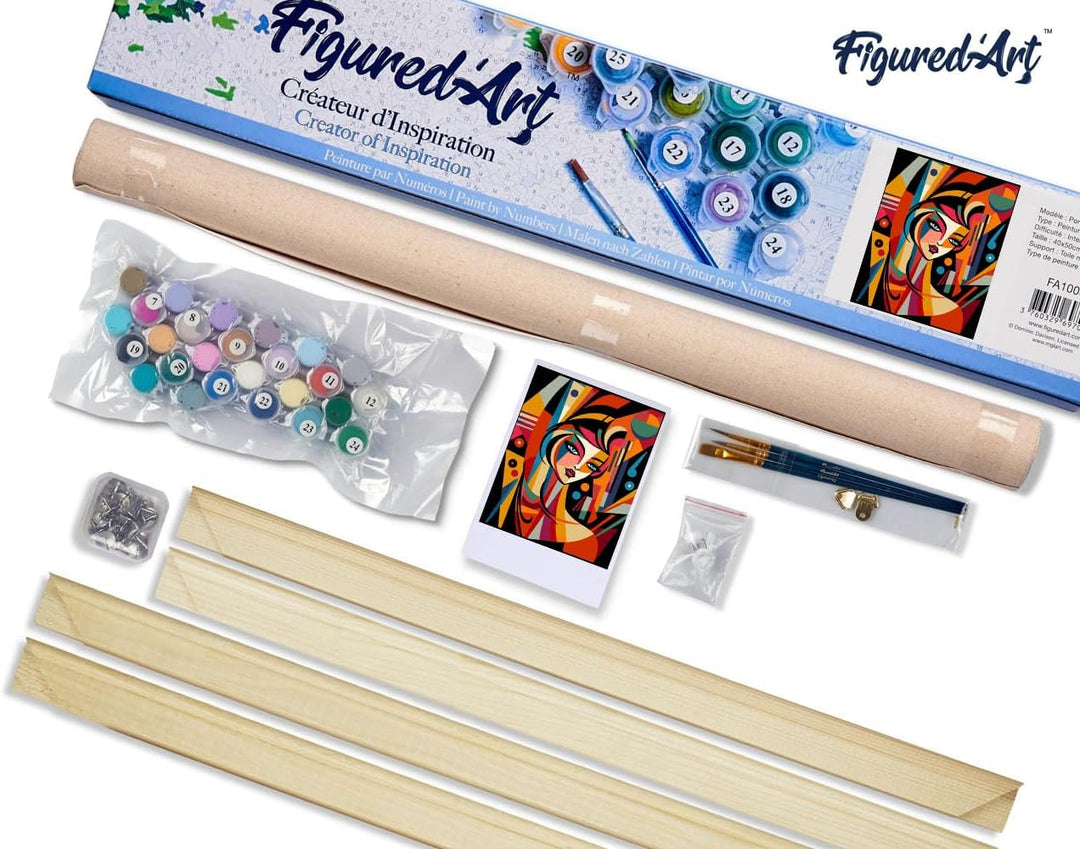 Figured'Art Malen Nach Zahlen Erwachsene Mit Rahmen Abstrakte Frau im Picasso Stil - Paint by Number