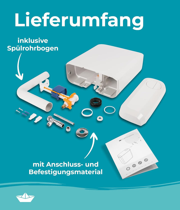 Calmwaters® Spülkasten mit 2-Mengen-Spülung, 3-3,5 & 6-7 Liter Spülmenge, Aufputzspülkasten WC schma