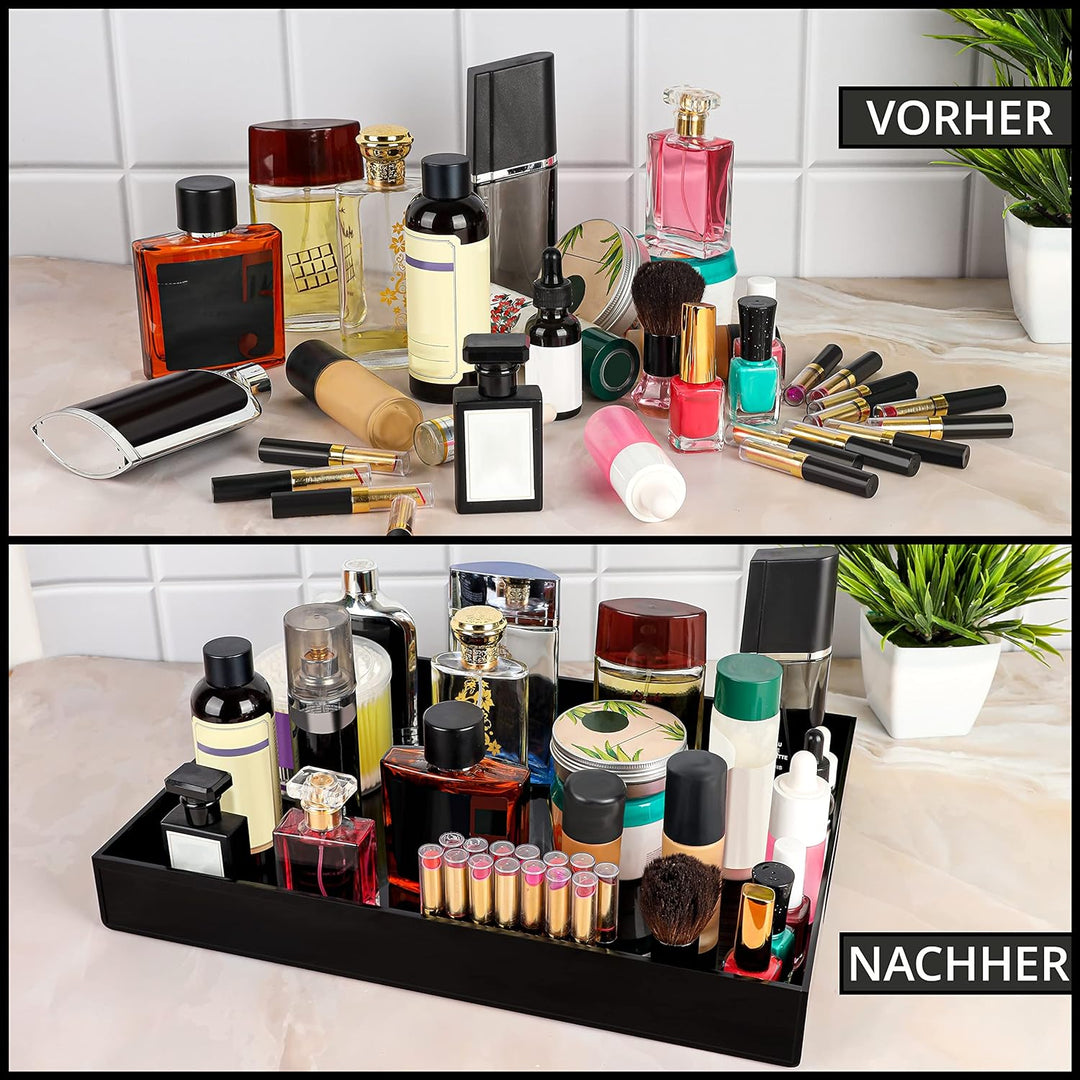 Belle Vous Schwarzes Auslaufsicheres Acryl Tablett Serviertablett Kunststoff mit Griffen - L40,5 x B