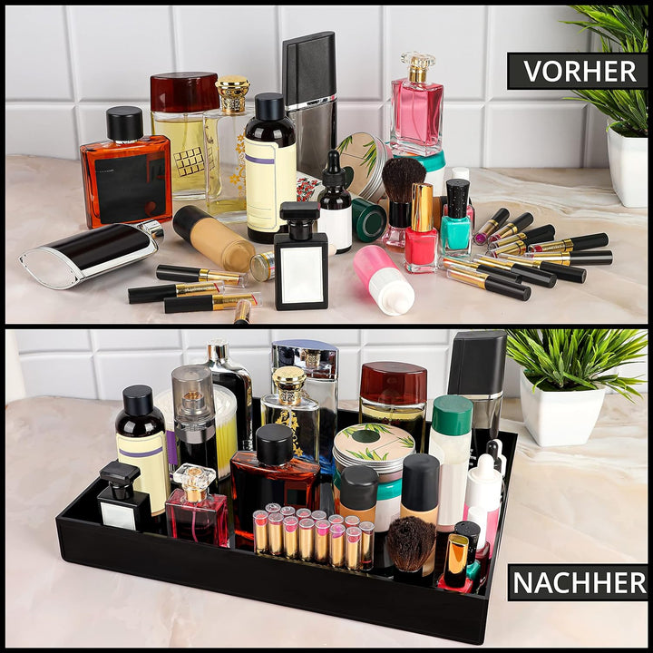 Belle Vous Schwarzes Auslaufsicheres Acryl Tablett Serviertablett Kunststoff mit Griffen - L40,5 x B