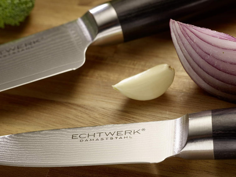 Echtwerk Damaszener Schälmesser, Gemüsemesser/Obstmesser, kleines handliches Küchenmesser/ Allzweckm