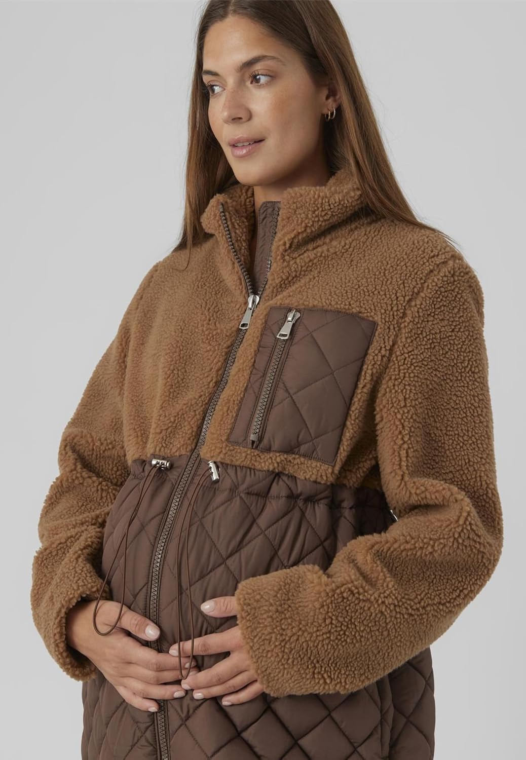 MAMALICIOUS Female Steppjacke Umstands-Jacke | Quilted jacket Tobacco Brown S, Tobacco Brown S