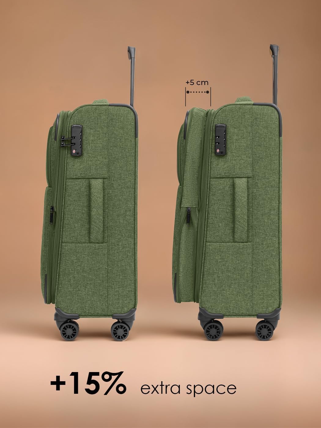 REDOLZ MEDIUM Weichschalen Koffer für Männer & Frauen | Leichter Trolley 67 cm mit 4 Doppelrollen &