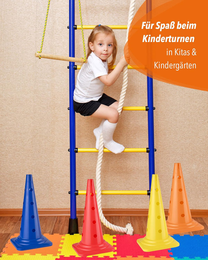 Kombi Kegel 50 cm – 4 im Set – Parcours-Hindernis für Agility-Training – Sprung- & Slalom-Hütchen fü