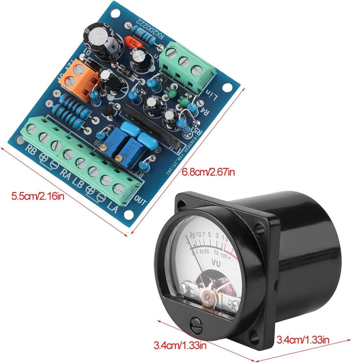 2 Stücke VU Meter Warme Rücklichtaufnahme + Audio Level Amp mit Treiberplatine