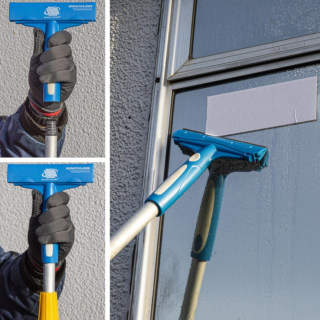 GLASS POLISH 150mm SCRATCHLESS Schaber mit doppelseitiger Edelstahlklinge, professioneller Glasschab