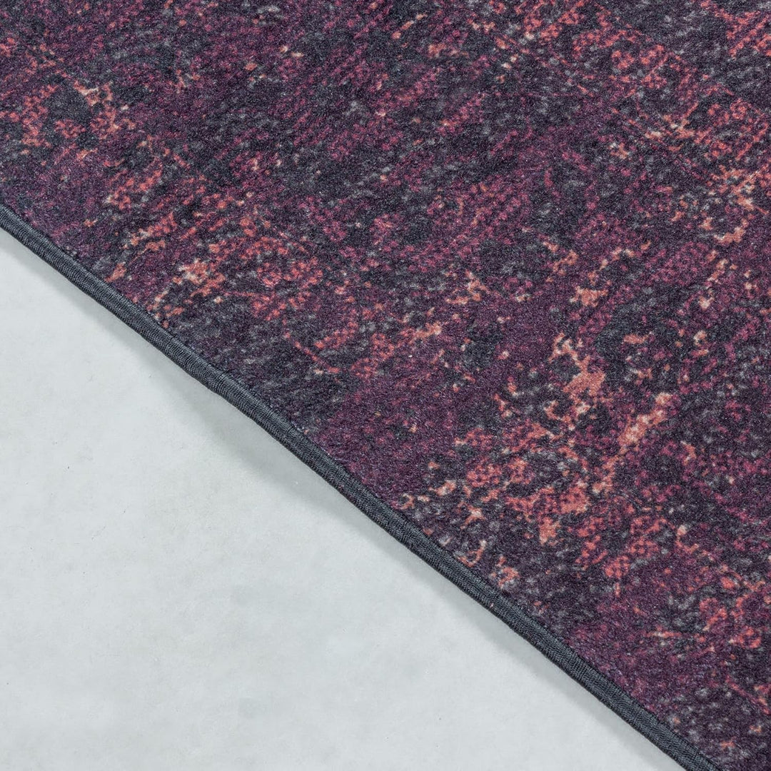 Carpetsale24 Waschbarer Kurzflor Teppich Läufer Schwarz 80x150 cm Vintage Design mit Rutschfester Rü