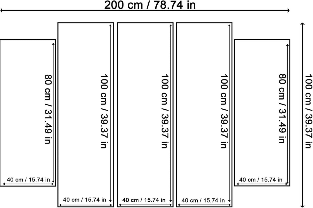 Feeby. Leinwandbild - 5 Teile - Bilder, Wand Bild, Wandbilder, Kunstdruck XXL, 5-Teilig, Typ B, 200x