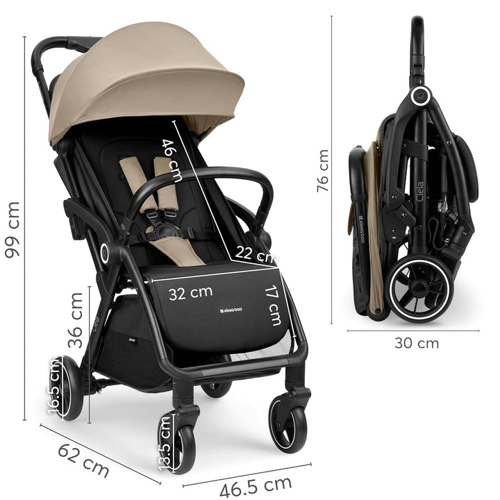 KikkaBoo Buggy Kinderwagen Reisebuggy CIELA, Bis 22 kg, Leicht (7,1 kg), One-Hand-Faltbar, Atmungsak