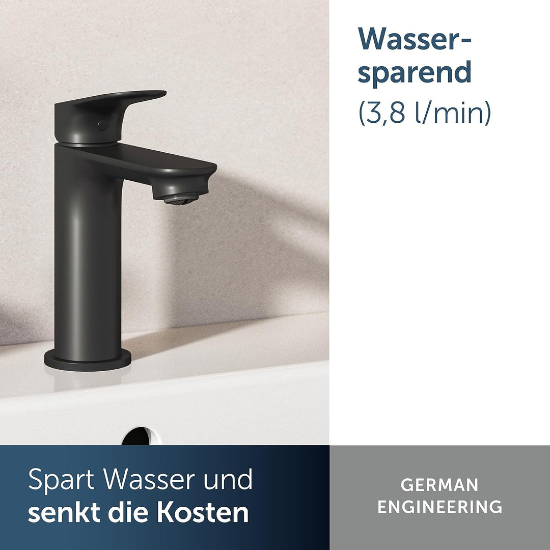 Ideal Standard Alero Waschtischarmatur, mit Garnitur, Höhe 100 mm – Schwarz Silk Black Push-Open Abl