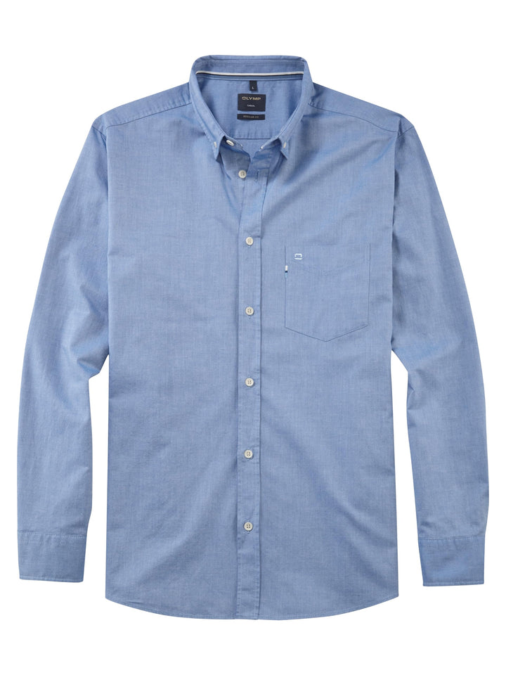 OLYMP Herren Freizeithemd Langarm Casual,Oxfort,Regular fit,Button-Down-Kragen,bleu 11,S