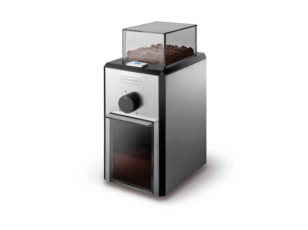De'Longhi KG89 KG 89 Professionelle Kaffeemühle für bis zu 12 Tassen, Kunststoffgehäuse, silber, 110