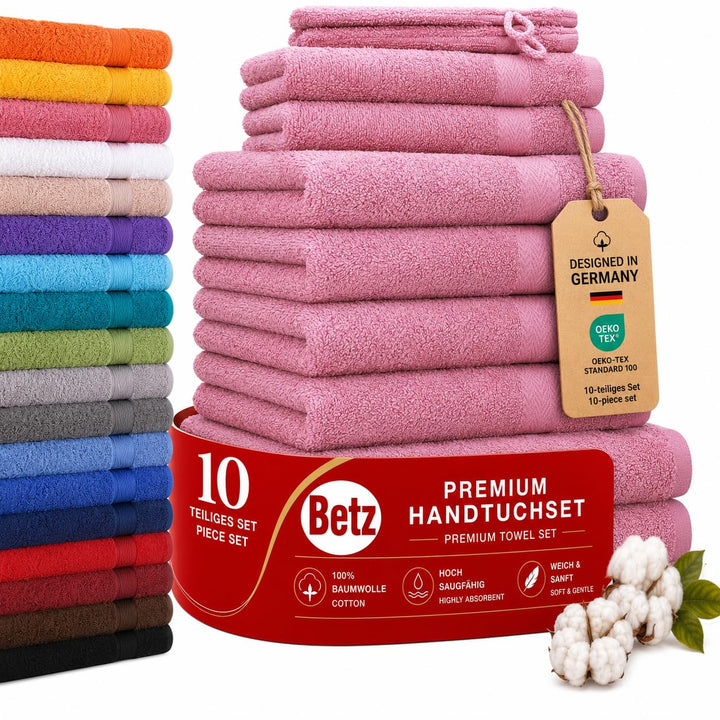 Betz 10-TLG. Handtuch-Set Premium 100% Baumwolle 2 Duschtücher 4 Handtücher 2 Gästetücher 2 Waschhan