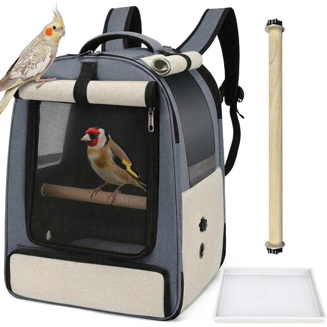 ALLSOPETS Vogelrucksack Leicht und Atmungsaktiv Tragbarer Papageiträger für Kleine Tiere mit Ständer