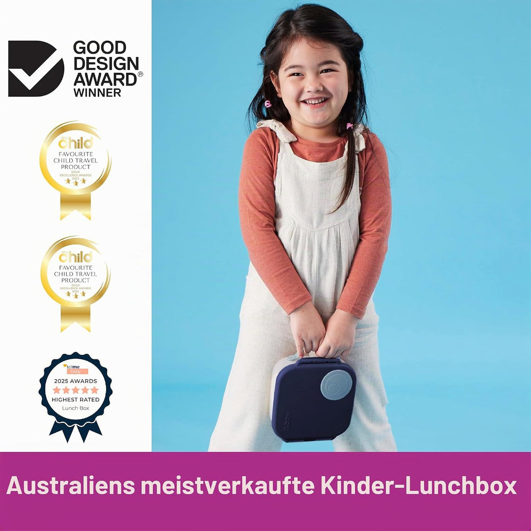 b.box Mini Brotdose | Bento-Box mit 3 Fächern (2 auslaufsicher) | Ideal für Kleinkinder, Kinderlunch