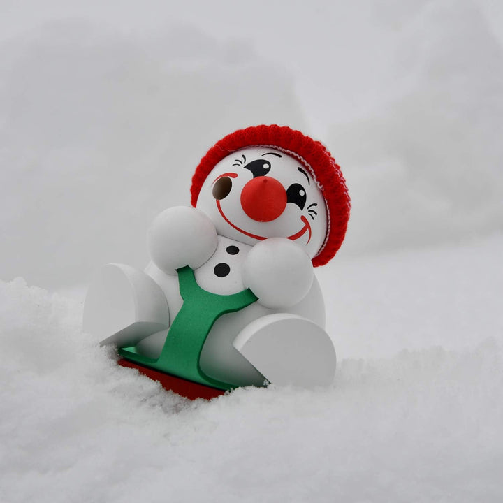 Seiffener Volkskunst | Deko Räuchermännchen | Cool-Man Räuchermann 9 cm | Schneemann | Original Erzg