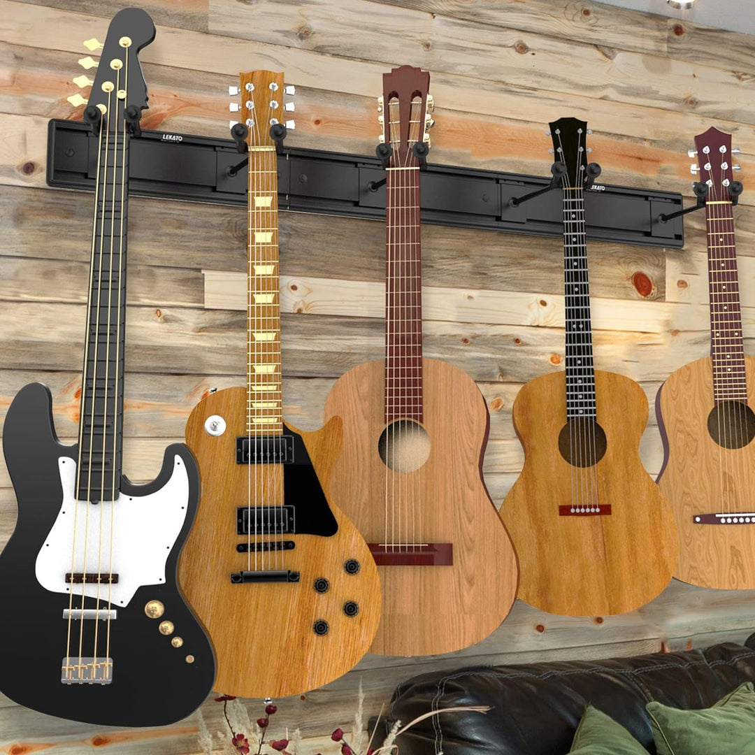 LEKATO Wandhalterung Gitarrenaufhänger Basshalter E-Gitarrenständer zum Halten von 5 Gutiars&Bass Al