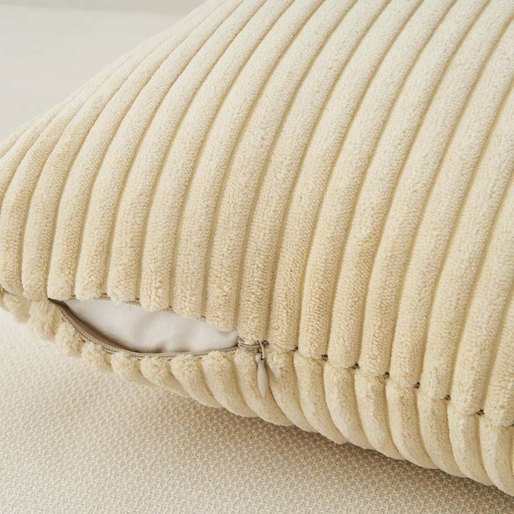 Topfinel Kissenbezug 40x40 cm Beige 4er Set Kordsamt Kissenbezüge Kissenhülle Dekokissenbezug Sofaki